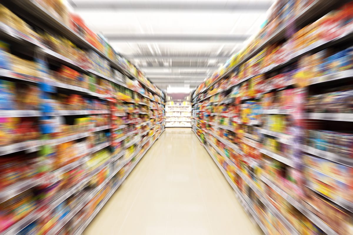 motion blur of grocery store aisle
